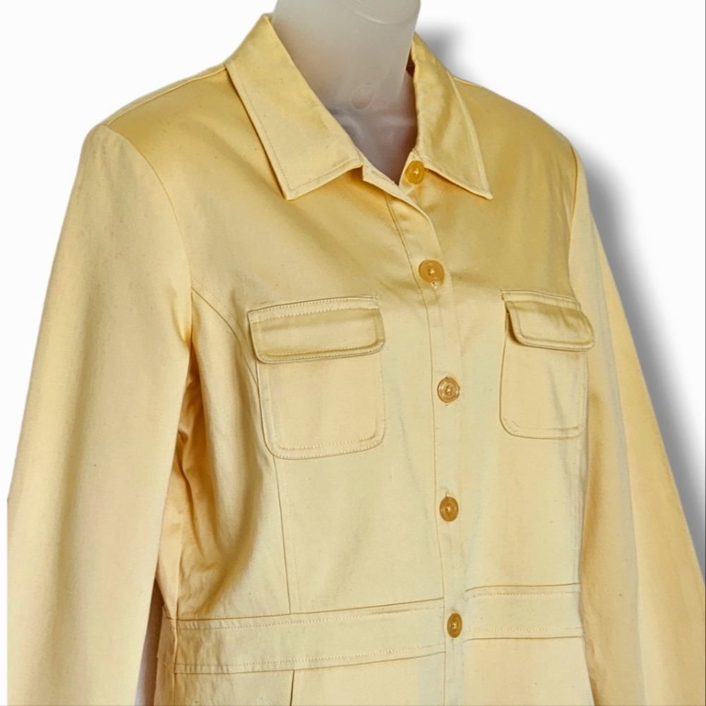 Dialogue Button Front Blazer Jacket Light Yellow … - image 5